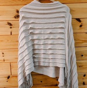 Dusty Rose Ruffle Knit Poncho